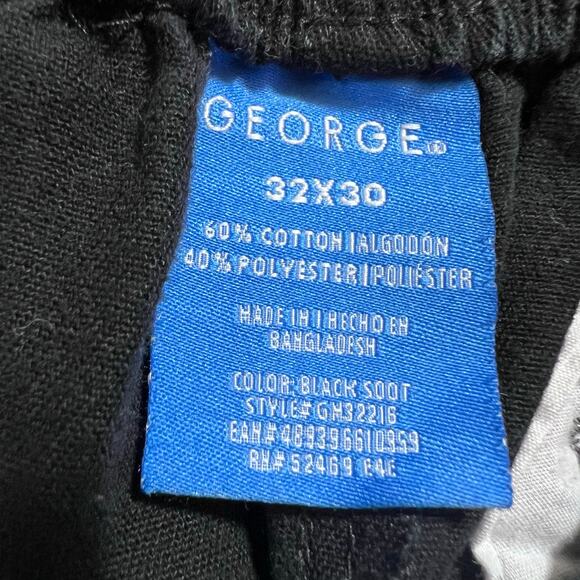 George Mens Khaki Chinos Pants Straight Leg Elastic Waistband Black 32x30 - Picture 7 of 8